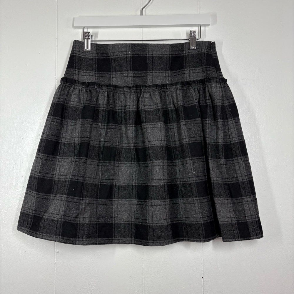 Vintage USA Aqua Plaid Skirt Academia Punk Goth Pin Up Retro Black Gray Mini M